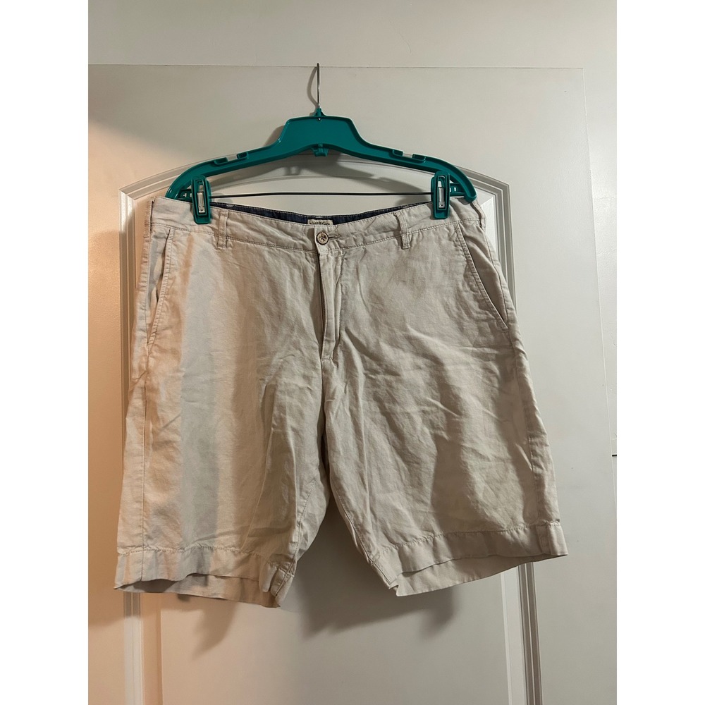 Faherty Men's Linen Cotton Blend Shorts Beige Stone Size 34 MBC0007STN Inseam 9"